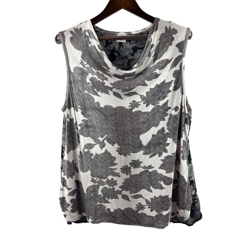 Women’s Cabi XL Black & White Floral Patterned Sleeveless Blouse